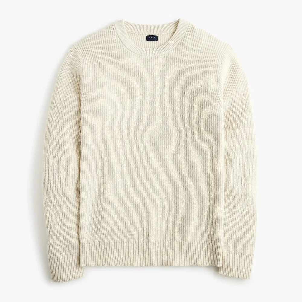 J.Crew Shaker-stitch crewneck sweater Fisherman heather oatmeal men's medium NWT